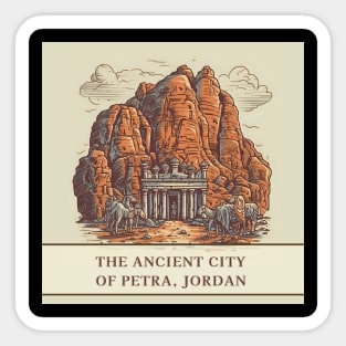 The Ancient City of Petra. Archaeological illustration Sticker